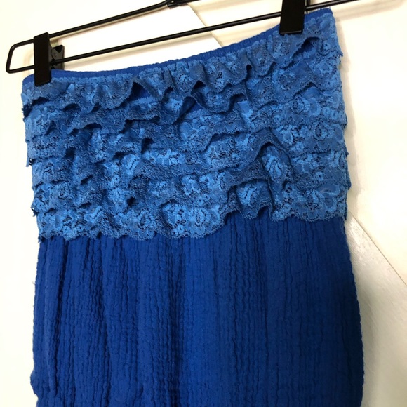 Madrag Strapless Romper Blue Lace M - Picture 2 of 5